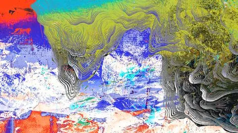 Abstract digital artwork featuring vibrant layers of blue, green, and orange Stock Illustration