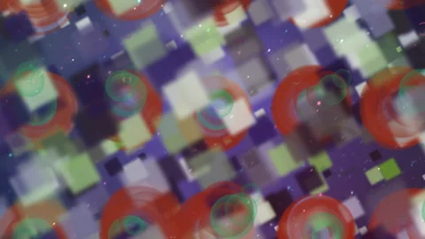 Abstract Digital Artwork Overlapping Vivid Colorful Geometric Shapes Stockbeeldmateriaal 304983560