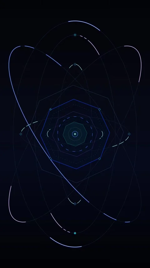 Abstract digital atom model animation: futuristic science and technology ba.. Vidéo 348283824