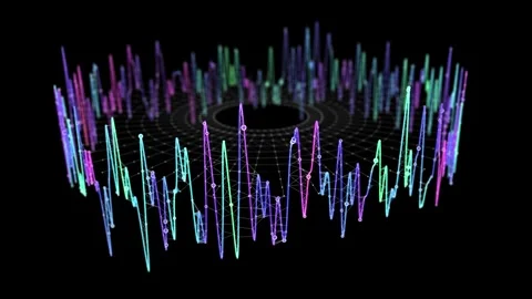 Abstract digital audio 3D waveform. Equalizer radial in virtual black space. Stock-Footage 332158211