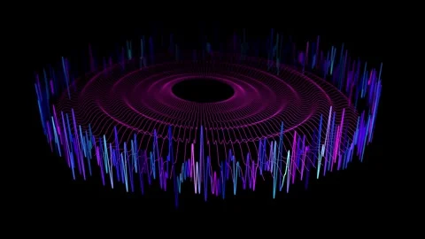 Abstract digital audio 3D waveform. Equalizer radial form motion in virtual.. 库存影片 332989576