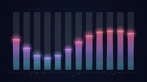 Abstract Digital Audio Equalizer Bars Glowing Neon Lights on Dark Background Stock Footage 346659468