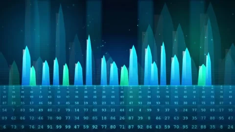 Abstract digital audio equalizer with glowing blue and cyan sound waves on dark Stock Footage 343439664