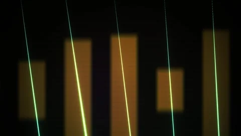 Abstract Digital Audio Visualizer Bars Pulsing with Neon Light Streaks. Stock Footage 340488686