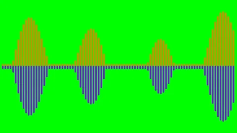 Abstract digital audio wave visualization against a vibrant green background Stock Footage 340265072