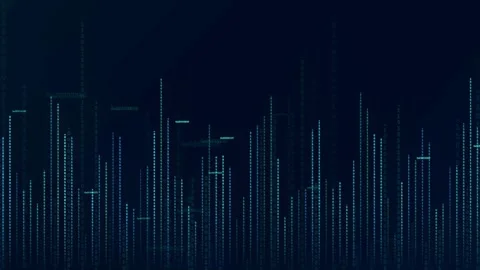 Abstract Digital Audio Waveform with Glowing Blue Particles on Dark Background Stock Footage 339321873