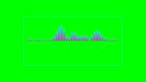 Abstract digital audio waveform visualization on a bright chroma key green Stock Footage 340266587