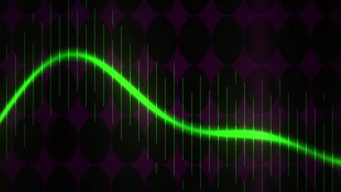 Abstract Digital Audio Waveform Visualization with Glowing Green Sine Wave. Stock Footage 340488701