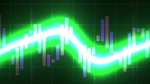 Abstract Digital Audio Waveform Visualization with Glowing Green Light Effect Stock Footage 341776848