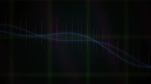 Abstract Digital Audio Waveform Visualization with Pulsing Light Effects. Stock Footage 341776863