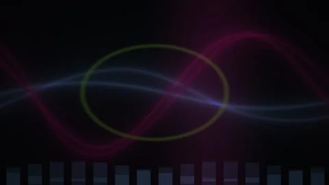 Abstract Digital Audio Waveform Visualization with Pulsing Neon Light Effects Stock Footage 341776865