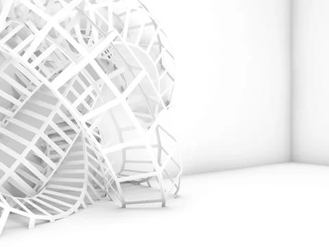 Abstract digital background, 3d white wire-frame Illustrazione stock