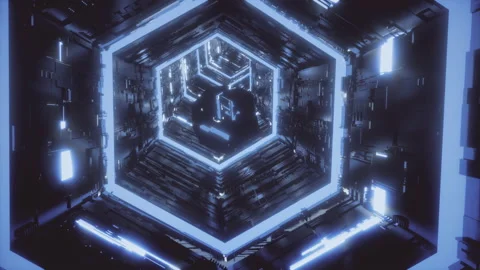 Abstract digital background with animation of a mirror gem flying through the Stock Footage 133015429