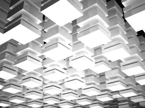 Abstract digital background with array of white boxes Illustrazione stock