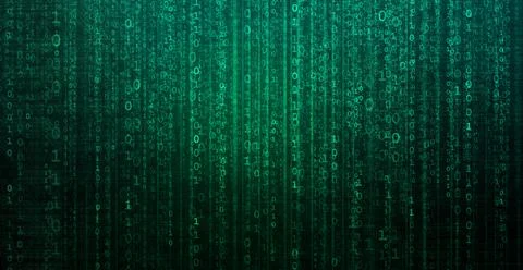 Abstract digital background with binary code. Hackers, darknet, virtual reality Illustrazione stock