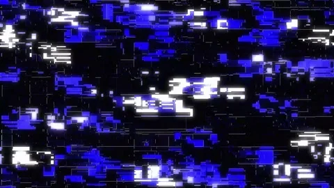 Abstract digital background with blue and white neon rectangles and pixel blocks 库存影片 335271652