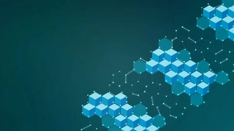 Abstract Digital Background with Blue Geometric Cubes and Network Connections Stock Footage 341775384