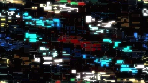 Abstract digital background with bright neon rectangles and pixel blocks Видео 335271659