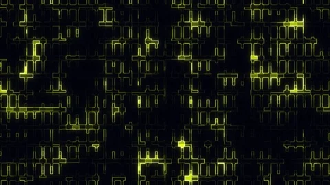 Abstract digital background with bright yellow lines forming a complex grid. Vídeos de archivo 312677868