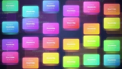 Abstract digital background with colorful glowing data blocks moving in a Stock Footage 343172400