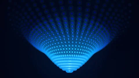 Abstract digital background with a cone shaped pattern of glowing blue dots.. Stock Footage 343611871
