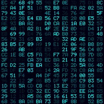 Abstract digital background. Cyan filled hexademical pairs background. Smal.. Stock-Illustration