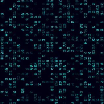 Abstract digital background. Cyan sparse hexademical pairs background. Medi.. Stock Illustration