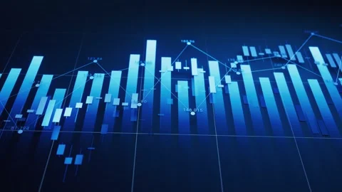 Abstract digital background with dynamic moving blue financial graphs and c.. Stock-Footage 327345207