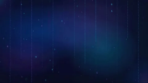 Abstract digital background with falling binary code numbers in deep blue and Stock Footage 339322205