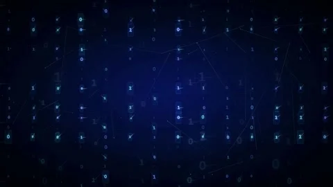 Abstract digital background with falling binary code and connected network Stock Footage 339322428