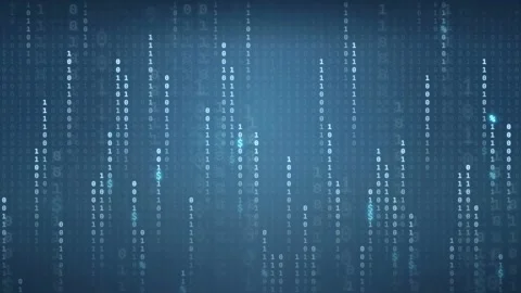 Abstract digital background with falling binary code streams on a dark blue Stock-Footage 343165034
