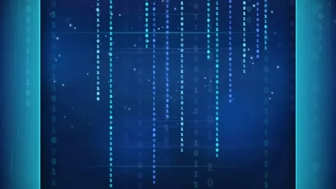 Abstract digital background with falling binary code streams in a blue Stock-Footage 343165170