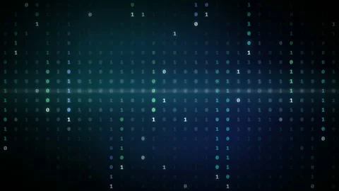 Abstract digital background with falling binary code numbers in blue and green Stock Footage 346205786