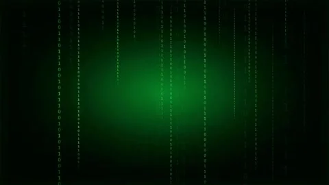 Abstract digital background with falling green binary code numbers on a dark Stock Footage 339319335