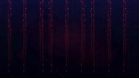 Abstract digital background with falling red glowing particles and vertical Video stock 336775269