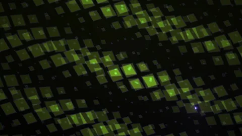 Abstract Digital Background Featuring Animated Green Glowing Squares and Da.. Stock Footage 340488810