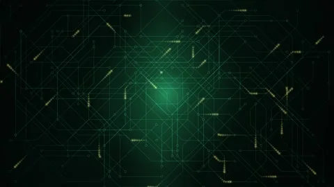 Abstract digital background featuring a dark green gradient with glowing ge.. Stock Footage 346723592