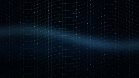 Abstract digital background featuring a dark blue wavy grid of glowing dots.. Stock Footage 347465044