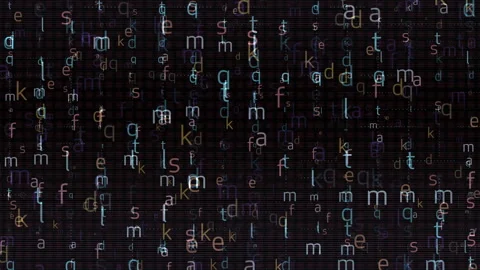 Abstract Digital Background Featuring Floating Letters with a Retro Aesthetic Stock Footage 309329975