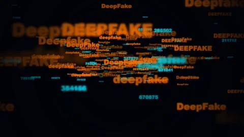 Abstract Digital Background Featuring Floating Deepfake Text and Data Code. Stock Footage 336620446
