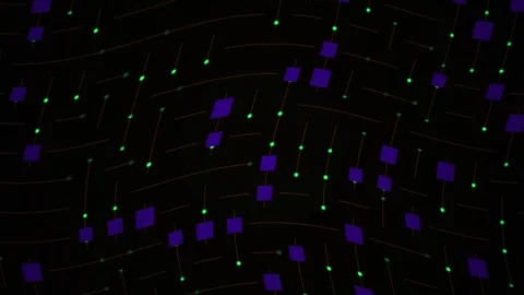 Abstract Digital Background Featuring Floating Purple Cubes and Glowing Par.. Stock Footage 340488969