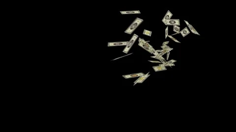 Abstract digital background featuring floating paper currency bills swirling Stock Footage 340613308
