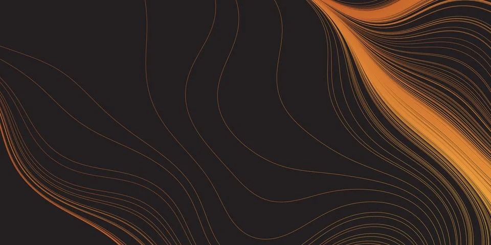 Abstract digital background featuring flowing golden and orange wavy lines .. Illustrazione stock