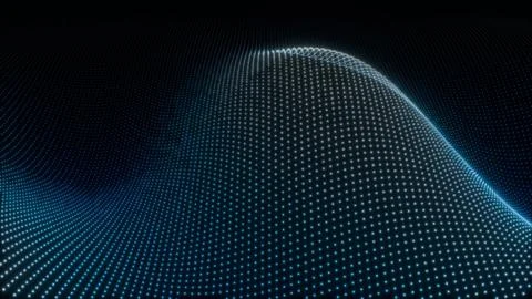Abstract digital background featuring a flowing grid of glowing blue dots o.. Stock Illustration