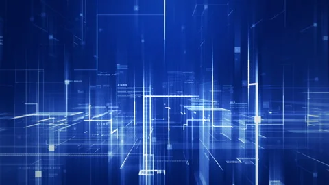 Abstract digital background featuring glowing blue lines, floating data Stock Footage 314630789