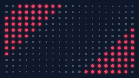 Abstract digital background featuring a glowing red square dot matrix pattern Video stock 335117836