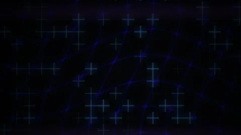 Abstract Digital Background Featuring Glowing Blue Cross Grid Patterns. Stock Footage 340488996