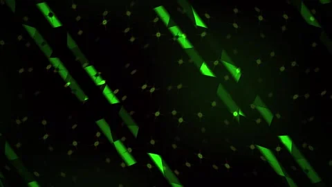 Abstract Digital Background Featuring Glowing Green Geometric Shapes and Fl.. Stock Footage 340489114