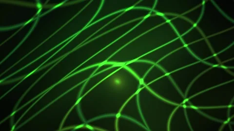 Abstract Digital Background Featuring Glowing Green Interconnected Light Tr.. Stock Footage 341777206