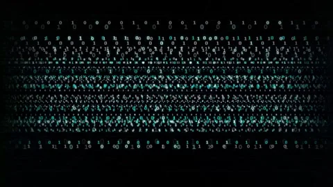 Abstract digital background featuring glowing binary code pattern streaming.. Stock Footage 345083389